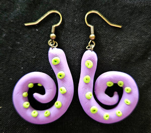 Purple Tentacle Earrings