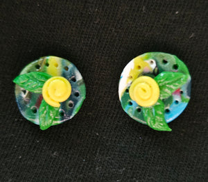 Colorful Yellow Rose Earrings