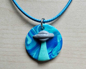 Teal and Blue Ufo Necklace